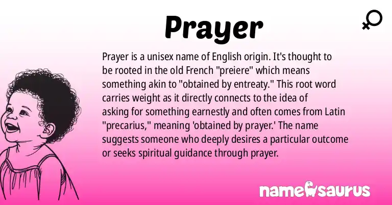 Infographic about Prayer name meaning, Prayer is a name from English origin(s).