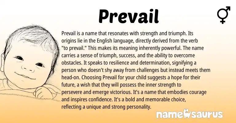 Infographic about Prevail name meaning, Prevail is a name from English origin(s).