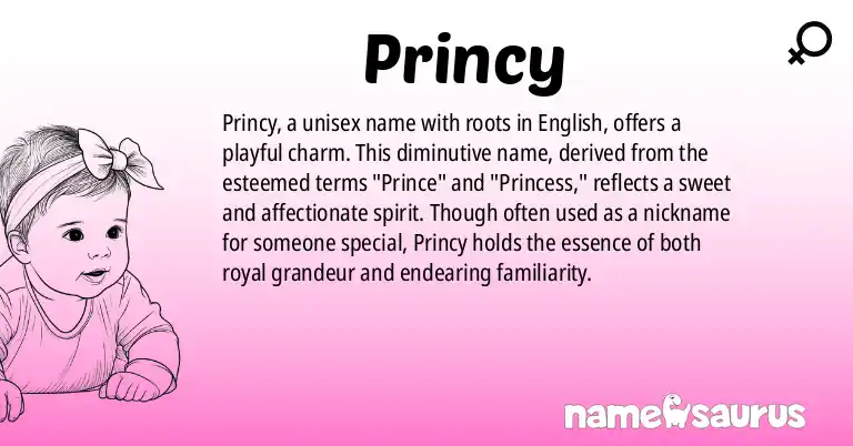 Infographic about Princy name meaning, Princy is a name from English origin(s).