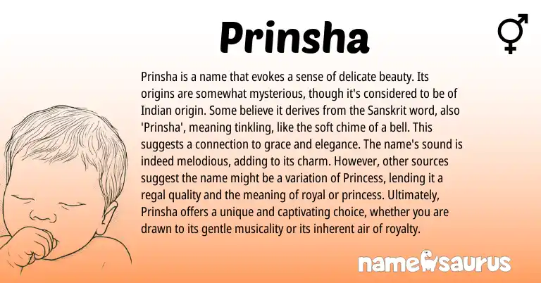 Infographic about Prinsha name meaning, Prinsha is a name from Indian, Sanskrit origin(s).