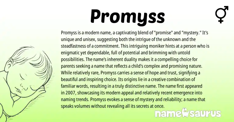 Infographic about Promyss name meaning, Promyss is a name from Other origin(s).