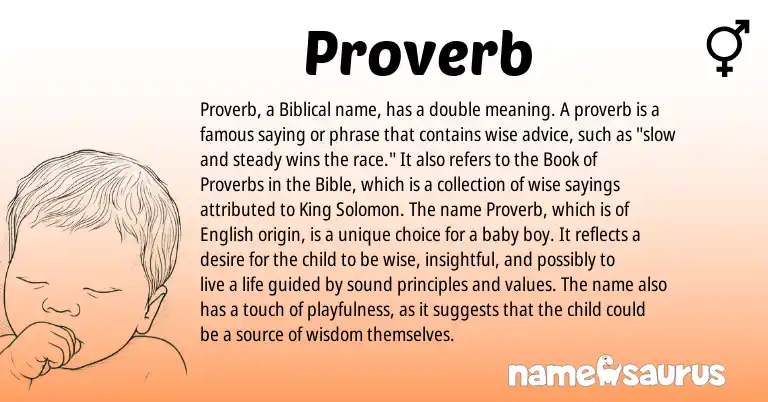 Infographic about Proverb name meaning, Proverb is a name from English origin(s).