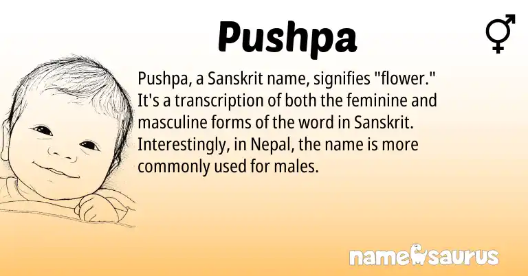Infographic about Pushpa name meaning, Pushpa is a name from Sanskrit origin(s).