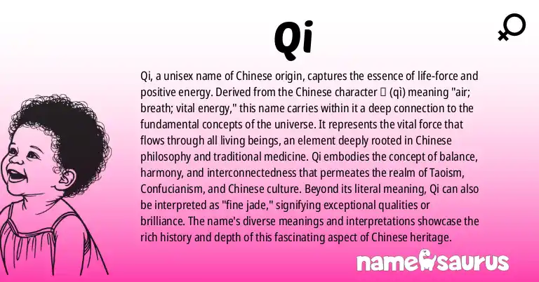Infographic about Qi name meaning, Qi is a name from Chinese origin(s).
