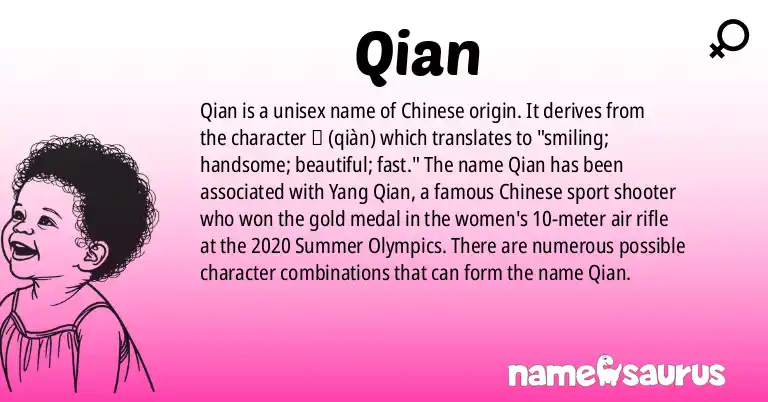 Infographic about Qian name meaning, Qian is a name from Chinese origin(s).