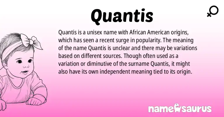Infographic about Quantis name meaning, Quantis is a name from African American origin(s).
