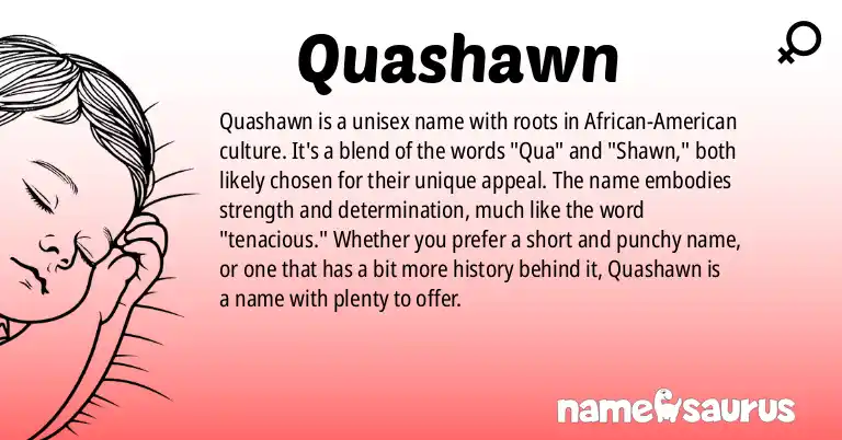 Infographic about Quashawn name meaning, Quashawn is a name from African American origin(s).