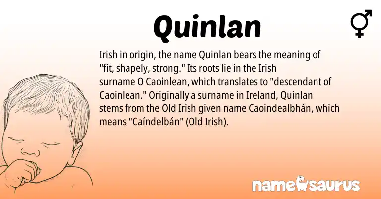Infographic about Quinlan name meaning, Quinlan is a name from Irish, Ireland, Old Irish origin(s).