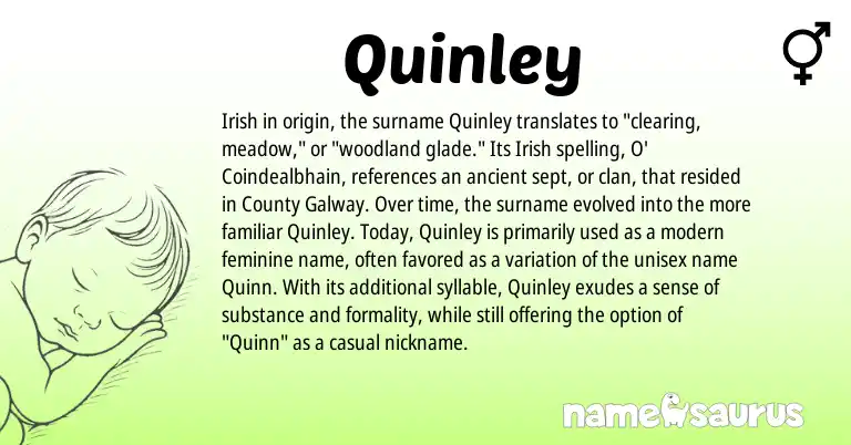 Infographic about Quinley name meaning, Quinley is a name from Irish origin(s).