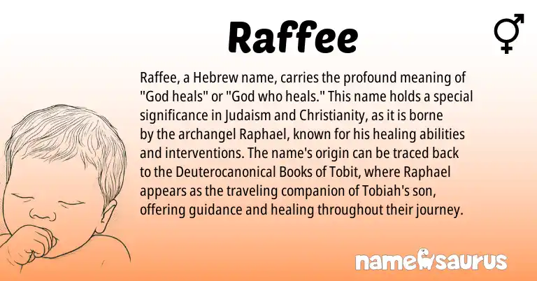 Infographic about Raffee name meaning, Raffee is a name from Judaism, Christianity, Hebrew origin(s).