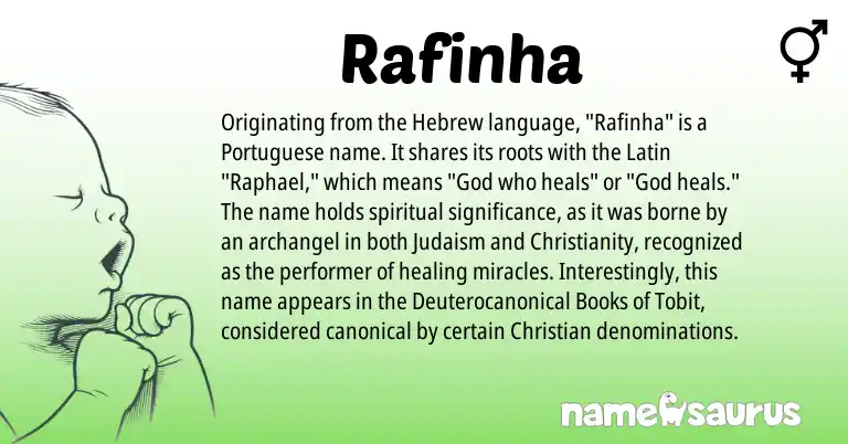 Infographic about Rafinha name meaning, Rafinha is a name from Christianity, Judaism, Latin, Hebrew, Portuguese origin(s).