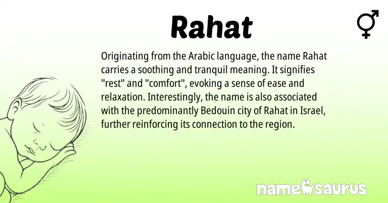 Infographic about Rahat name meaning, Rahat is a name from Arabic origin(s).