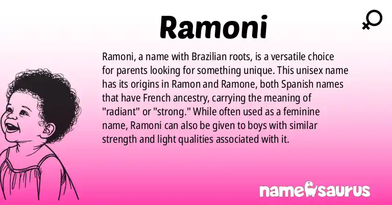 Infographic about Ramoni name meaning, Ramoni is a name from Brazilian origin(s).