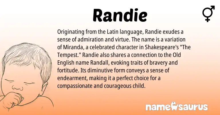 Infographic about Randie name meaning, Randie is a name from Old English, Latin origin(s).