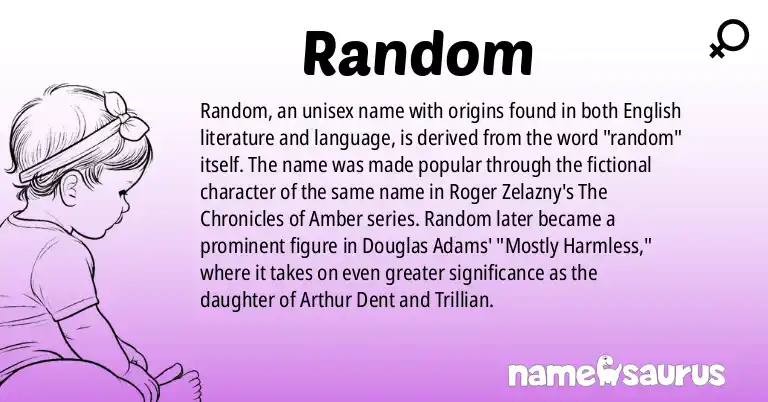 Infographic about Random name meaning, Random is a name from English, Literature origin(s).