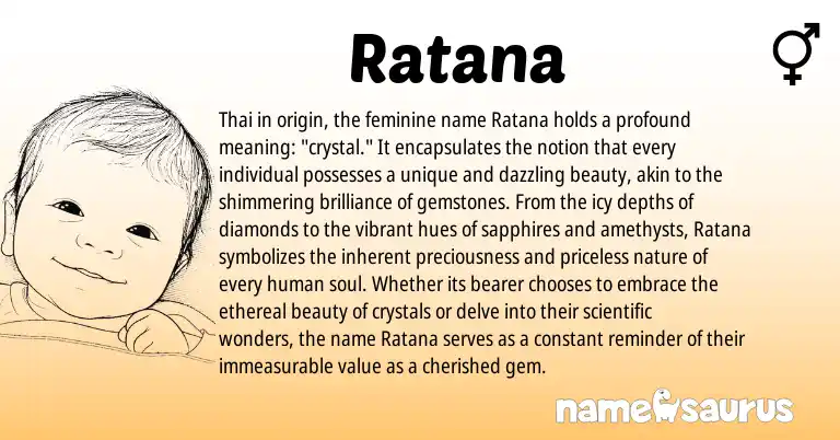 Infographic about Ratana name meaning, Ratana is a name from Thai origin(s).
