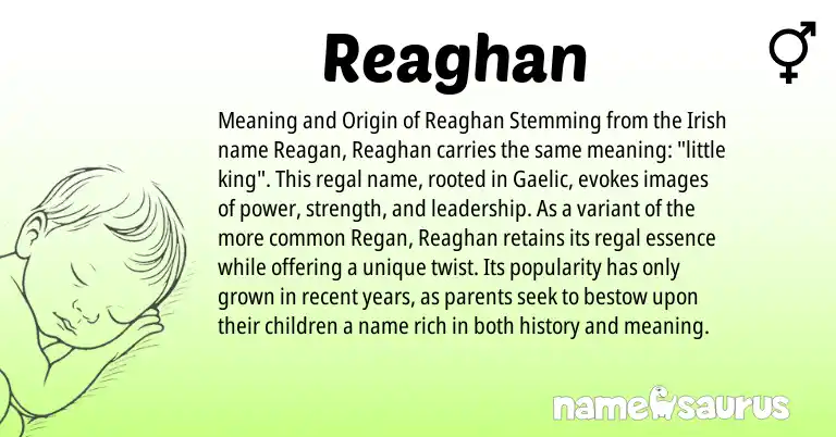 Infographic about Reaghan name meaning, Reaghan is a name from Irish, Gaelic origin(s).