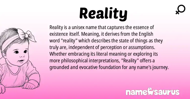 Infographic about Reality name meaning, Reality is a name from English origin(s).