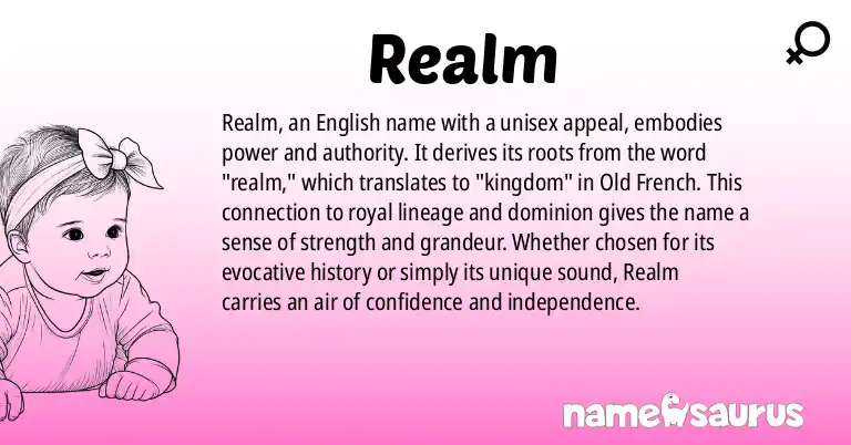 Infographic about Realm name meaning, Realm is a name from English origin(s).