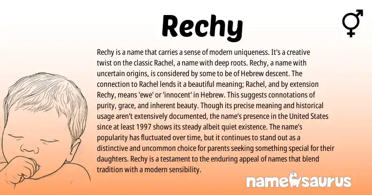 Infographic about Rechy name meaning, Rechy is a name from Hebrew origin(s).