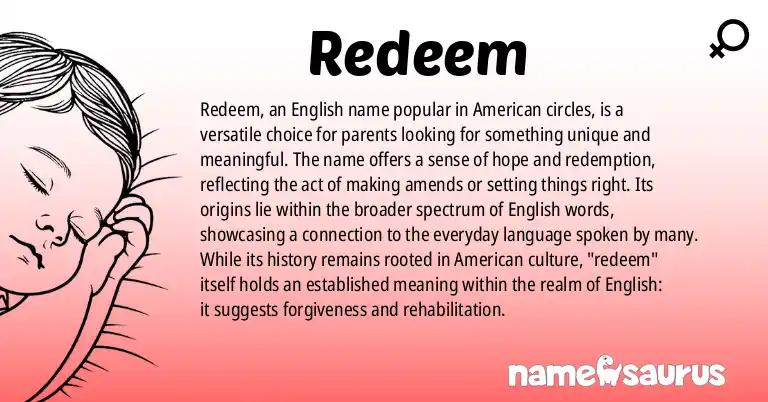 Infographic about Redeem name meaning, Redeem is a name from English (American) origin(s).