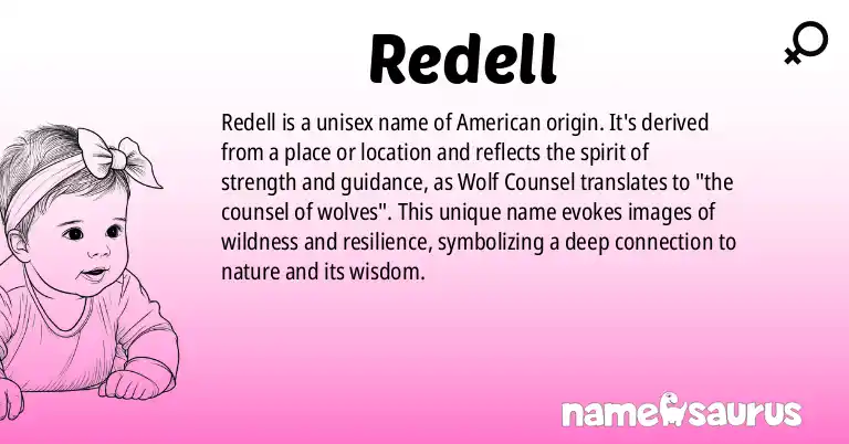 Infographic about Redell name meaning, Redell is a name from American origin(s).