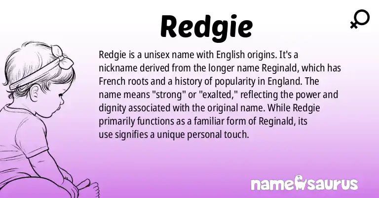 Infographic about Redgie name meaning, Redgie is a name from English origin(s).