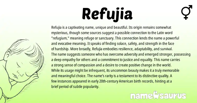 Infographic about Refujia name meaning, Refujia is a name from Other origin(s).