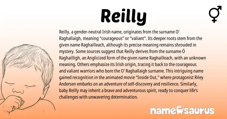Infographic about Reilly name meaning, Reilly is a name from Irish origin(s).