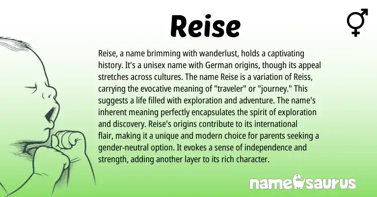 Infographic about Reise name meaning, Reise is a name from Germanic origin(s).