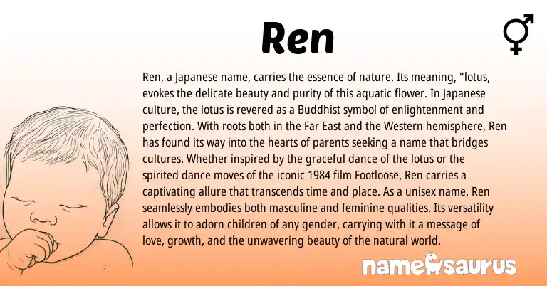 Infographic about Ren name meaning, Ren is a name from Japanese origin(s).