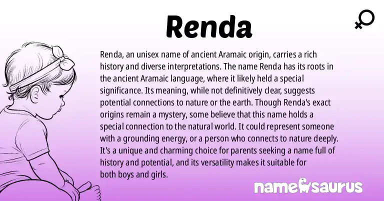 Infographic about Renda name meaning, Renda is a name from Ancient Aramaic origin(s).