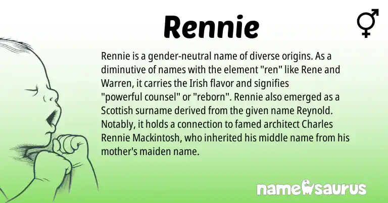 Infographic about Rennie name meaning, Rennie is a name from Irish, Scottish origin(s).