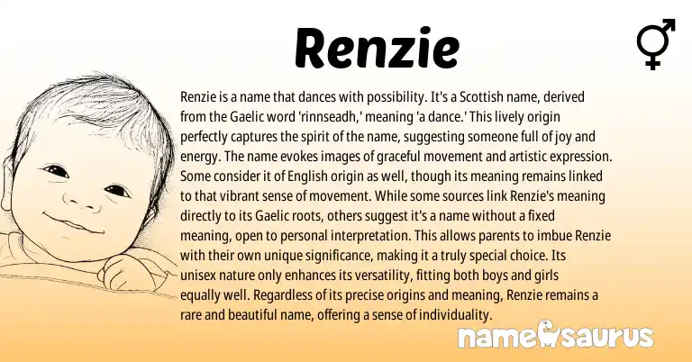 Infographic about Renzie name meaning, Renzie is a name from Scottish, Gaelic origin(s).