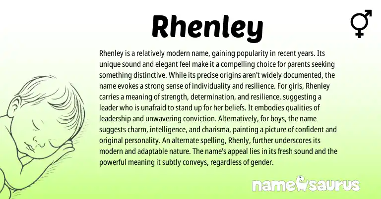 Infographic about Rhenley name meaning, Rhenley is a name from English origin(s).