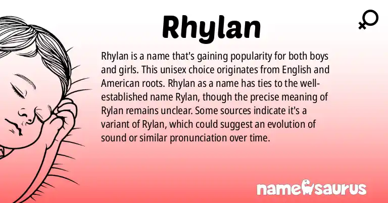 Infographic about Rhylan name meaning, Rhylan is a name from English, English (American) origin(s).