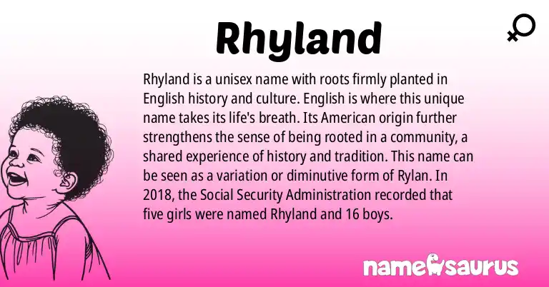 Infographic about Rhyland name meaning, Rhyland is a name from English, English (American) origin(s).