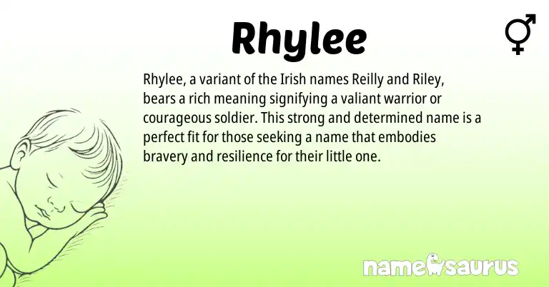 Infographic about Rhylee name meaning, Rhylee is a name from Irish origin(s).
