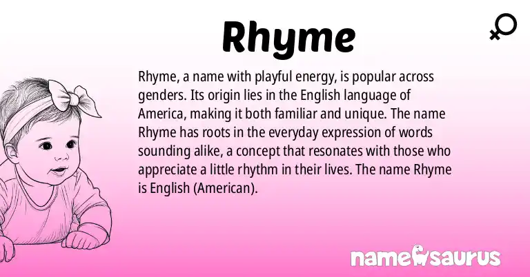 Infographic about Rhyme name meaning, Rhyme is a name from English (American) origin(s).