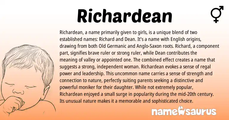 Infographic about Richardean name meaning, Richardean is a name from English origin(s).