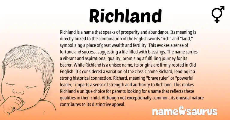 Infographic about Richland name meaning, Richland is a name from English origin(s).