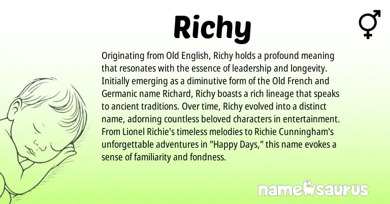 Infographic about Richy name meaning, Richy is a name from Old English, Germanic, Old French origin(s).
