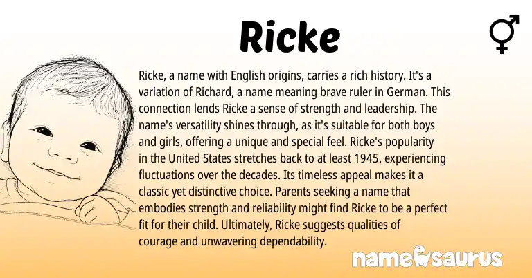 Infographic about Ricke name meaning, Ricke is a name from Germanic origin(s).