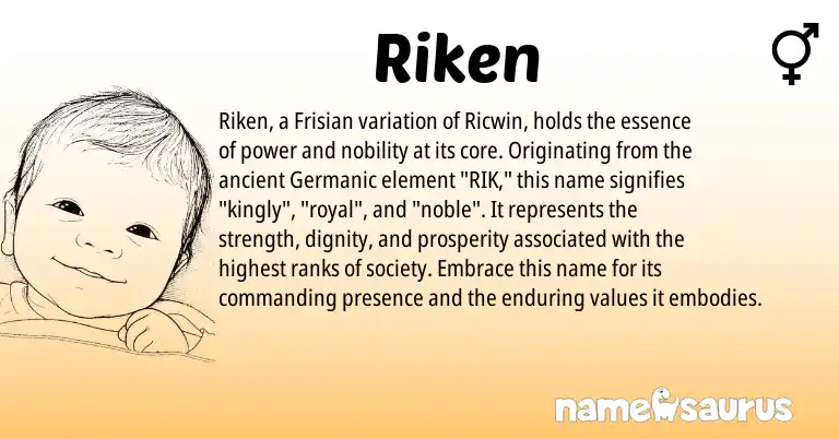 Infographic about Riken name meaning, Riken is a name from Frisian, Germanic origin(s).