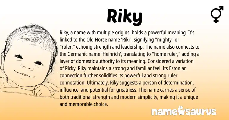 Infographic about Riky name meaning, Riky is a name from English, Germanic, Norse origin(s).