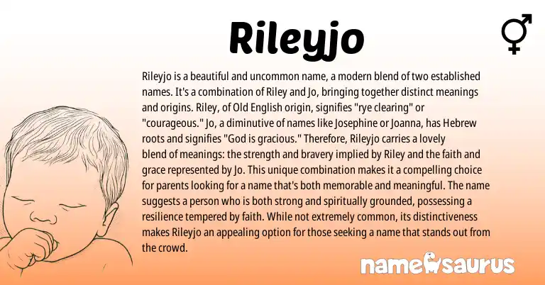 Infographic about Rileyjo name meaning, Rileyjo is a name from English origin(s).