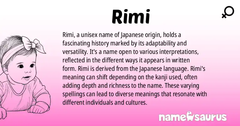 Infographic about Rimi name meaning, Rimi is a name from Japanese origin(s).