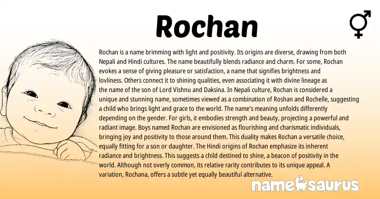 Infographic about Rochan name meaning, Rochan is a name from Indian, Persian, Nepali origin(s).