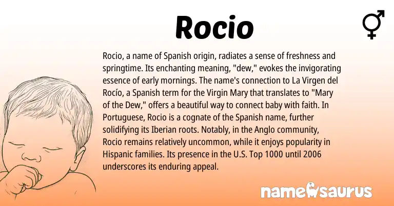Infographic about Rocio name meaning, Rocio is a name from Spanish, Hispanic, Portuguese origin(s).