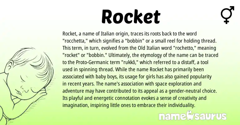 Infographic about Rocket name meaning, Rocket is a name from Germanic, Italian origin(s).